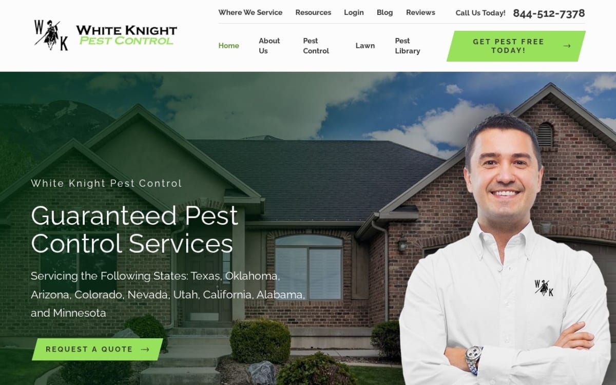 White Knight Pest Control pest control website homepage