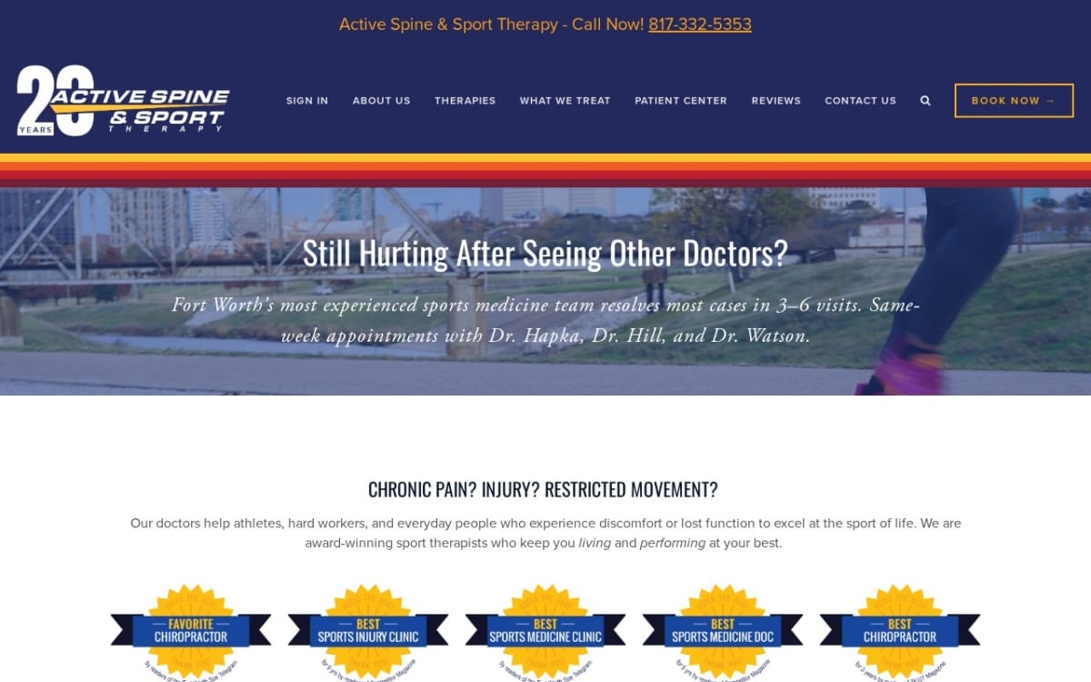 Active Spine & Sport Therapy physical therapy website homepage