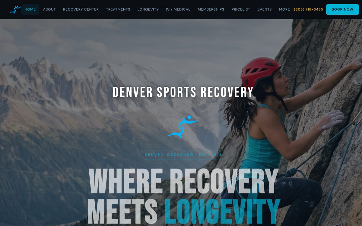 Denver Sports Recovery physical therapy website homepage