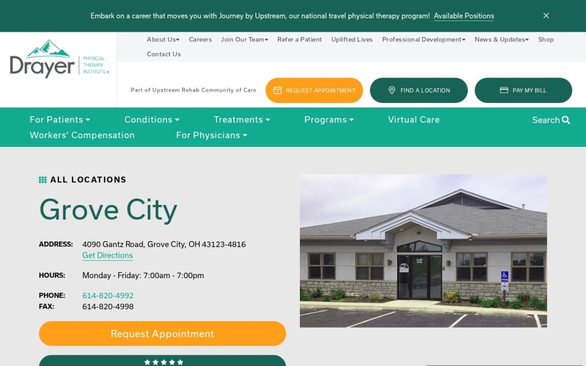 Drayer Physical Therapy Institute physical therapy website homepage