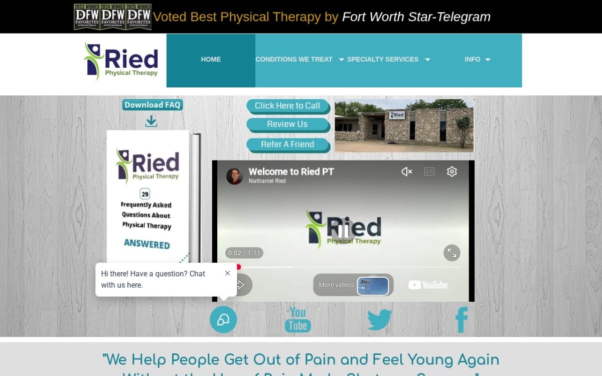 Ried Physical Therapy physical therapy website homepage