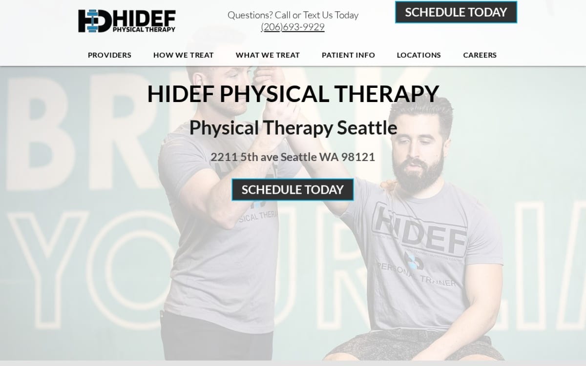 HIDEF Sports & Physical Therapy physical therapy website homepage