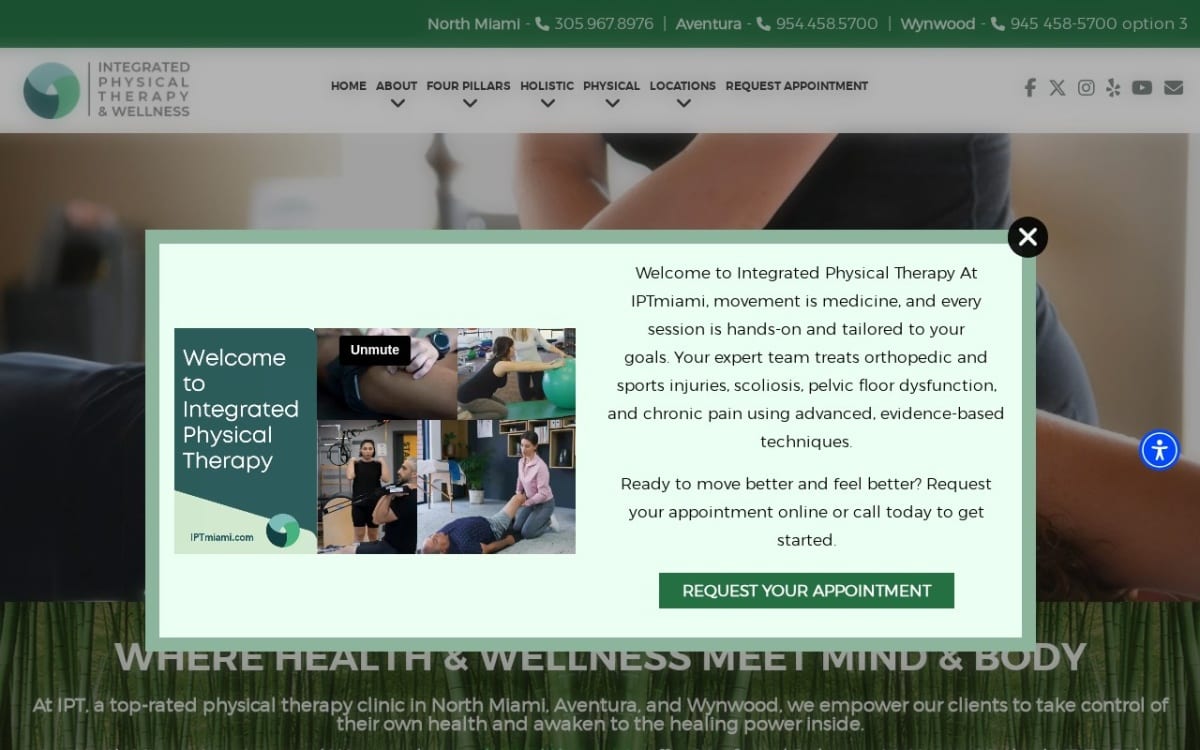 Integrated Physical Therapy physical therapy website homepage