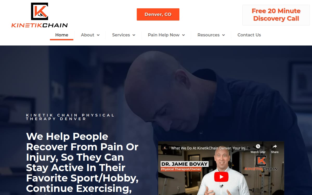 KinetikChain Physical Therapy Denver physical therapy website homepage
