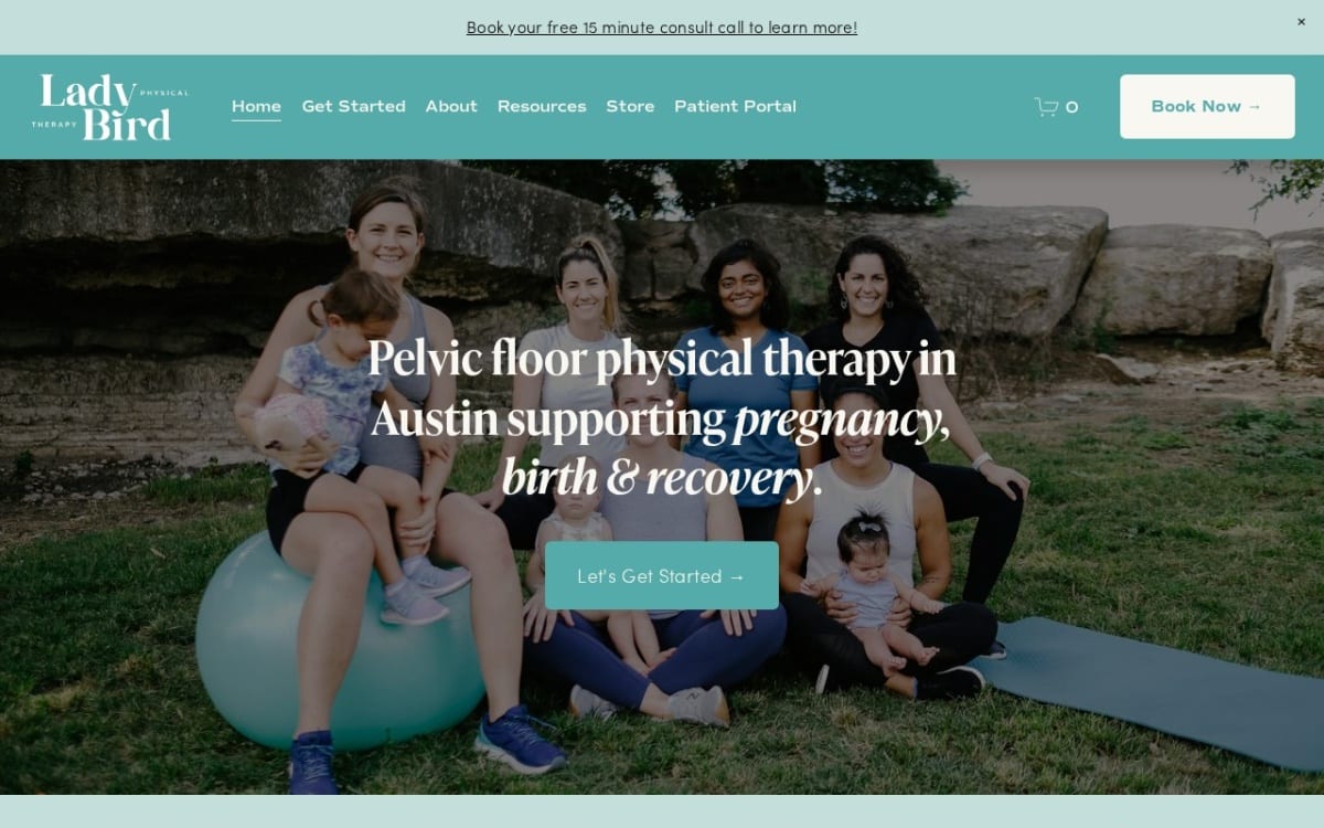 Lady Bird Physical Therapy physical therapy website homepage