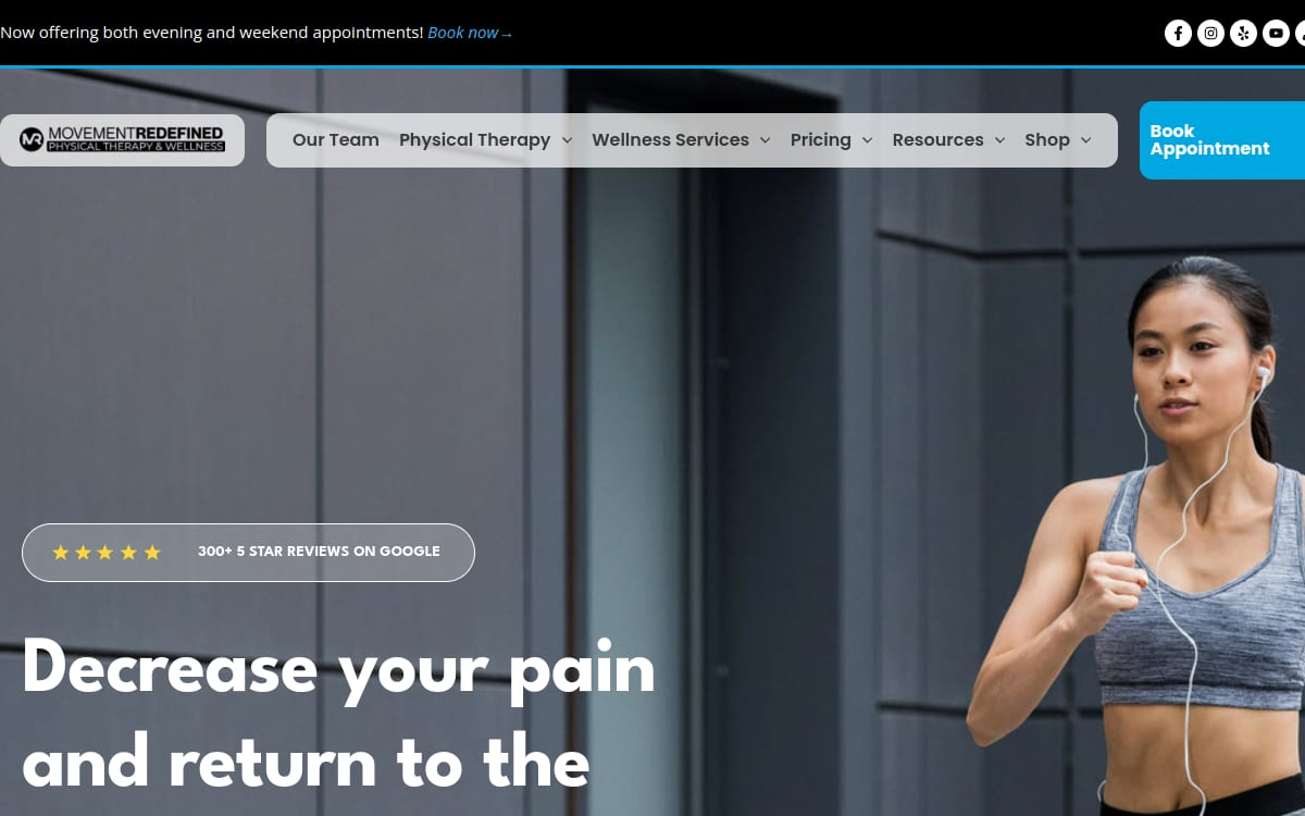 Movement Redefined Physical Therapy & Wellness physical therapy website homepage