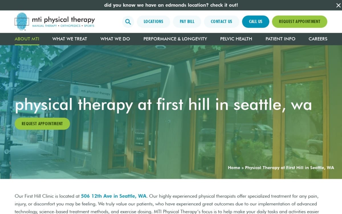 MTI Physical Therapy - (First Hill) physical therapy website homepage