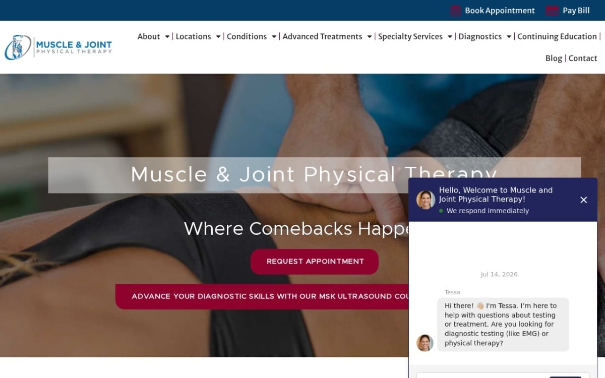 Muscle & Joint Physical Therapy physical therapy website homepage