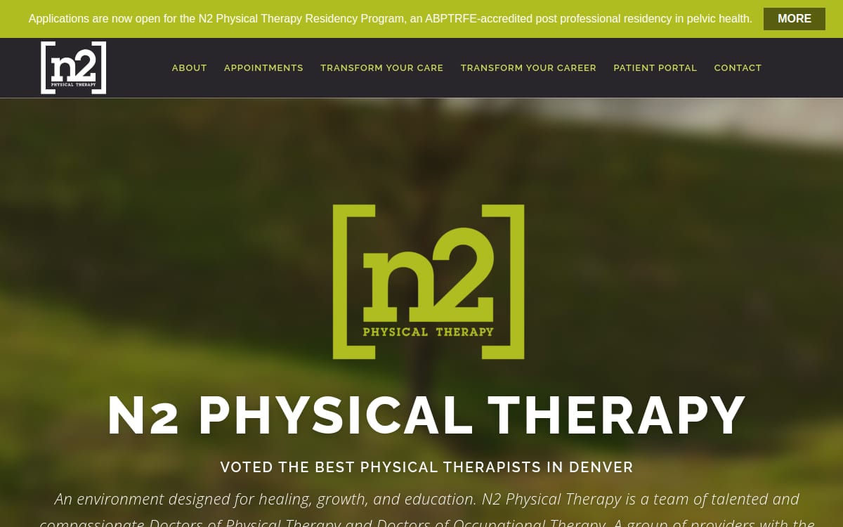 N2 Physical Therapy physical therapy website homepage