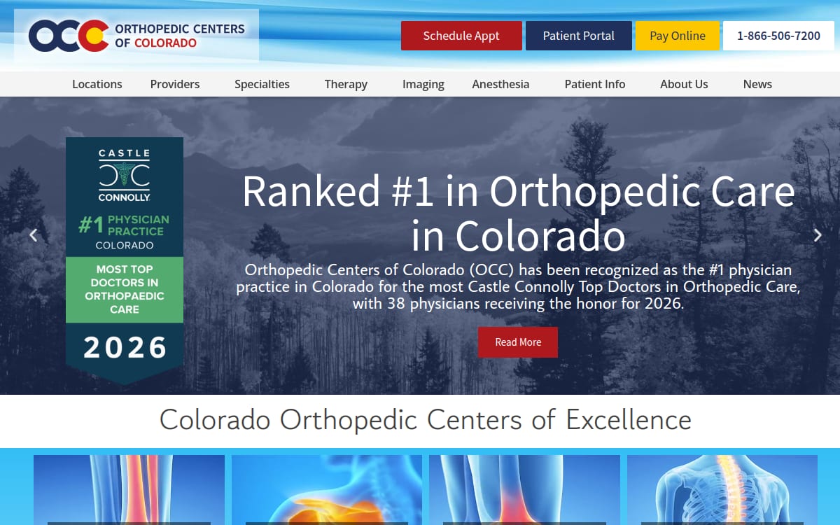 Orthopedic Centers of Colorado Physical & Occupational Therapy - Denver Rose/Cherry Creek physical therapy website homepage