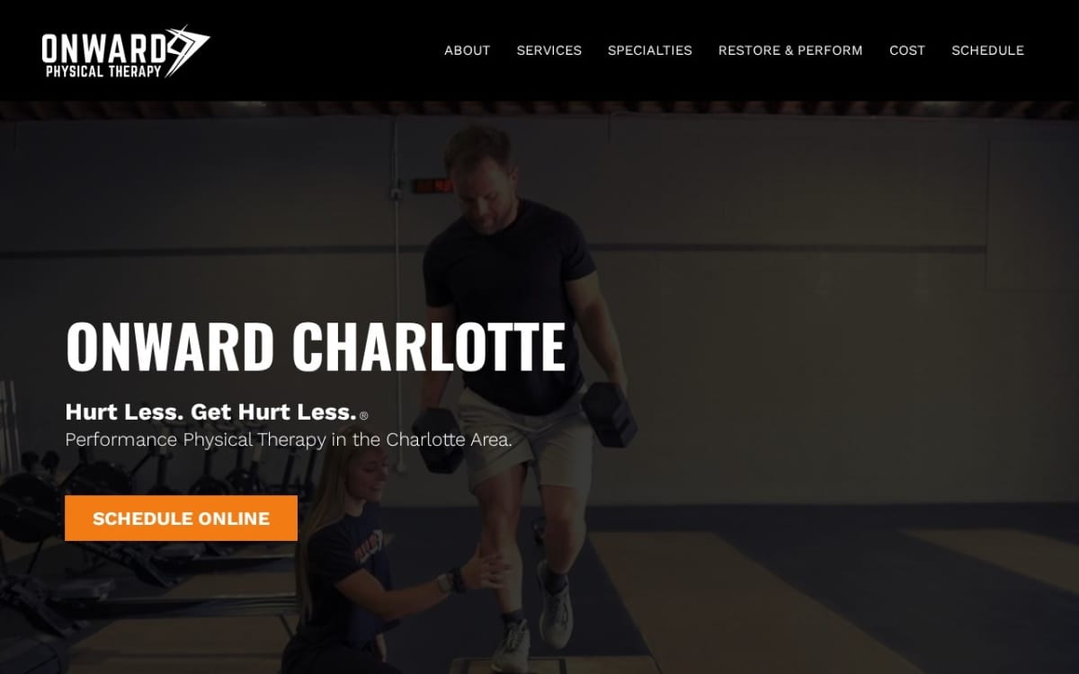 Onward Physical Therapy physical therapy website homepage