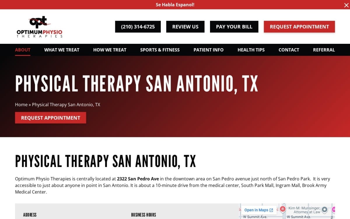 OPTIMUM PHYSIO Physical Therapy physical therapy website homepage