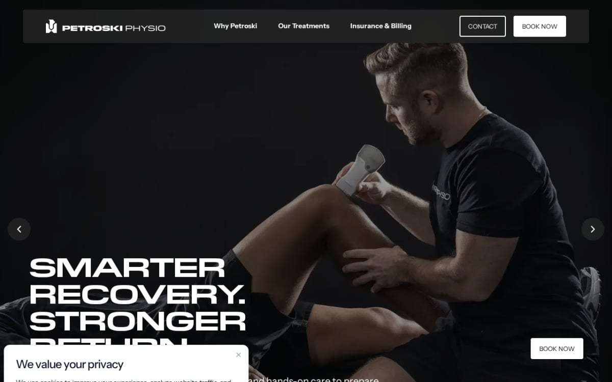Petroski Physio physical therapy website homepage