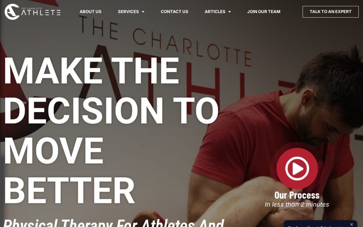 The Charlotte Athlete physical therapy website homepage