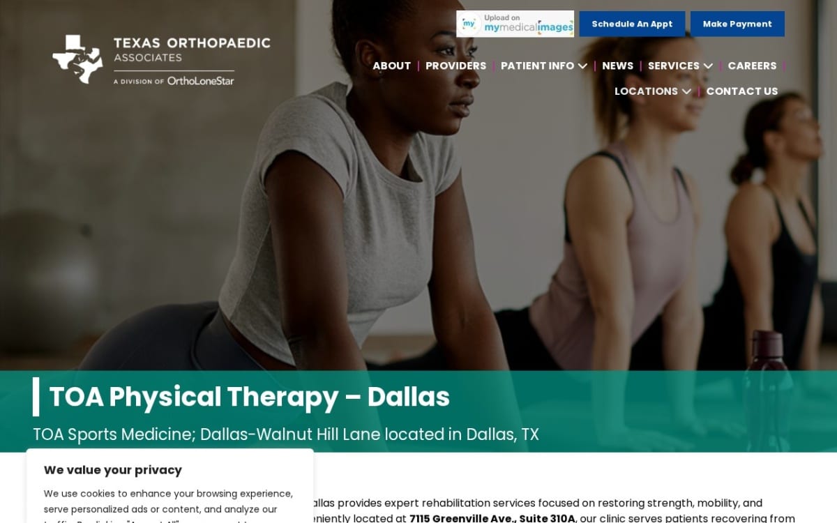 Texas Orthopaedic Associates Physical Therapy physical therapy website homepage