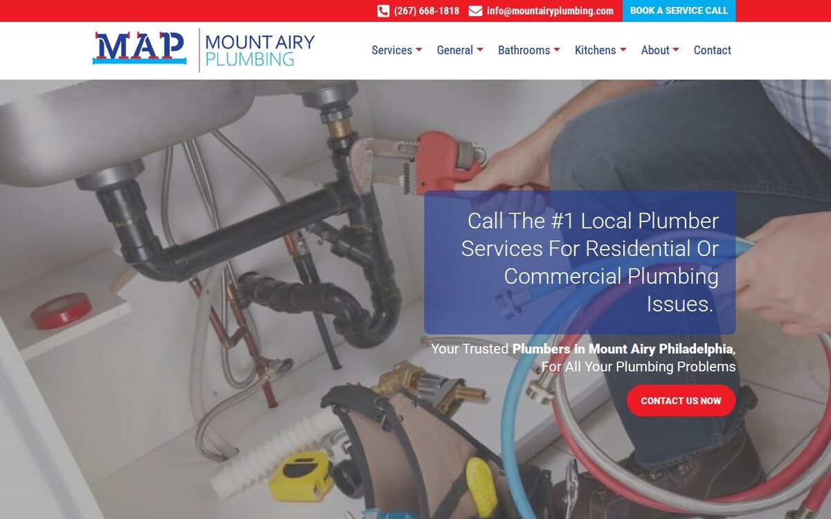 Screenshot of the Mount Airy Plumbing website homepage (Philadelphia, PA)