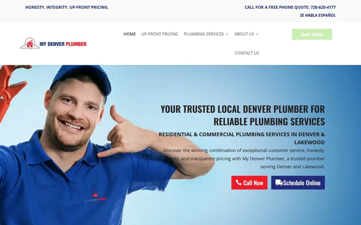 Screenshot of the My Denver Plumber website homepage (Denver, CO)