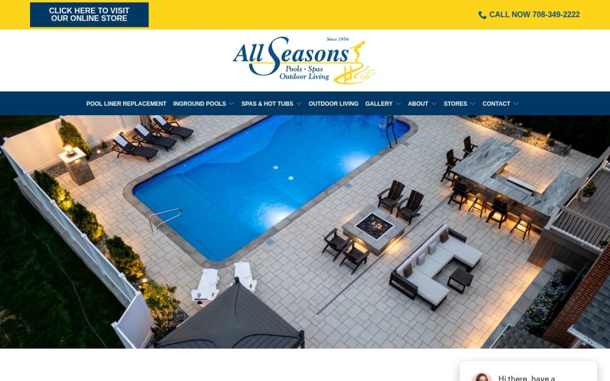 All Seasons Pools & Spas, Inc. pool service website homepage