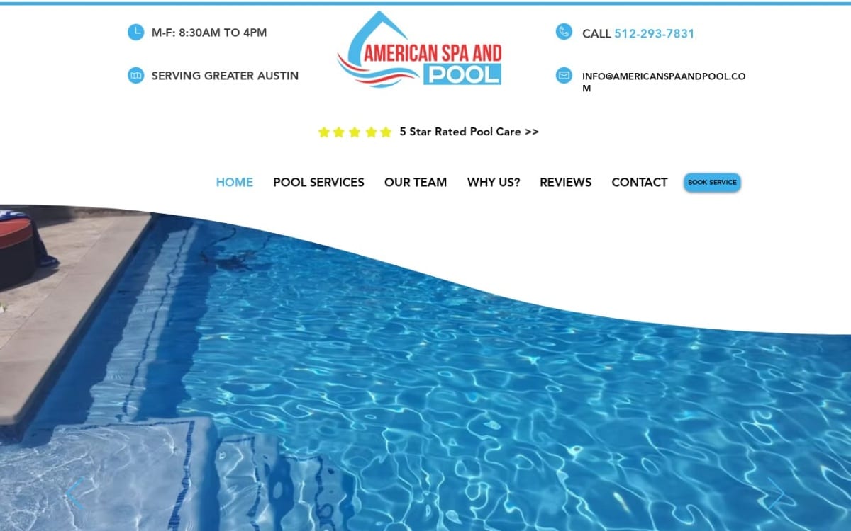 American Spa And Pool, A.S.A.P. pool service website homepage
