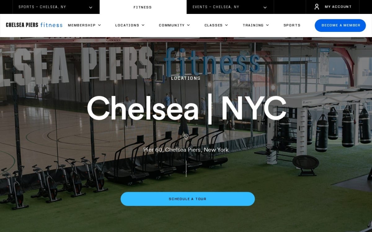 Chelsea Piers Fitness pool service website homepage