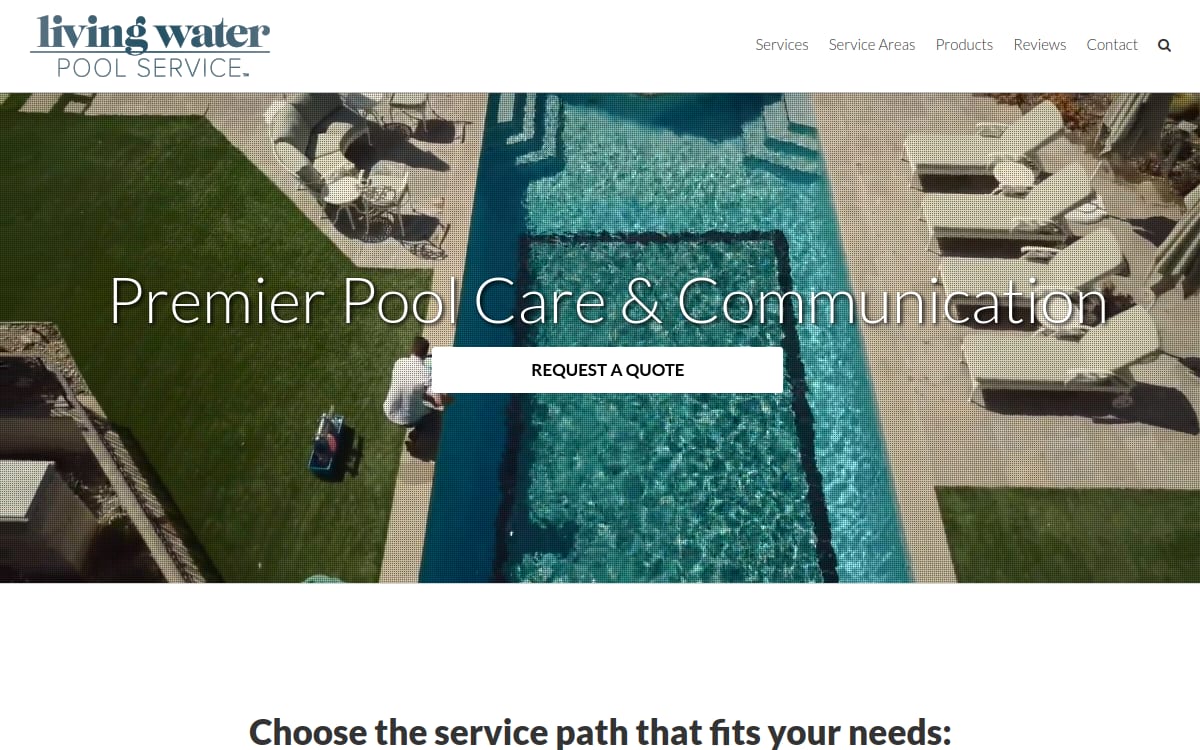 Living Water Pool Service pool service website homepage