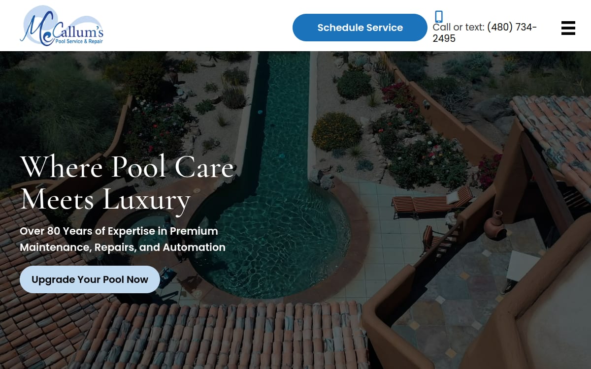 McCallum's Pool Service & Repair LLC pool service website homepage