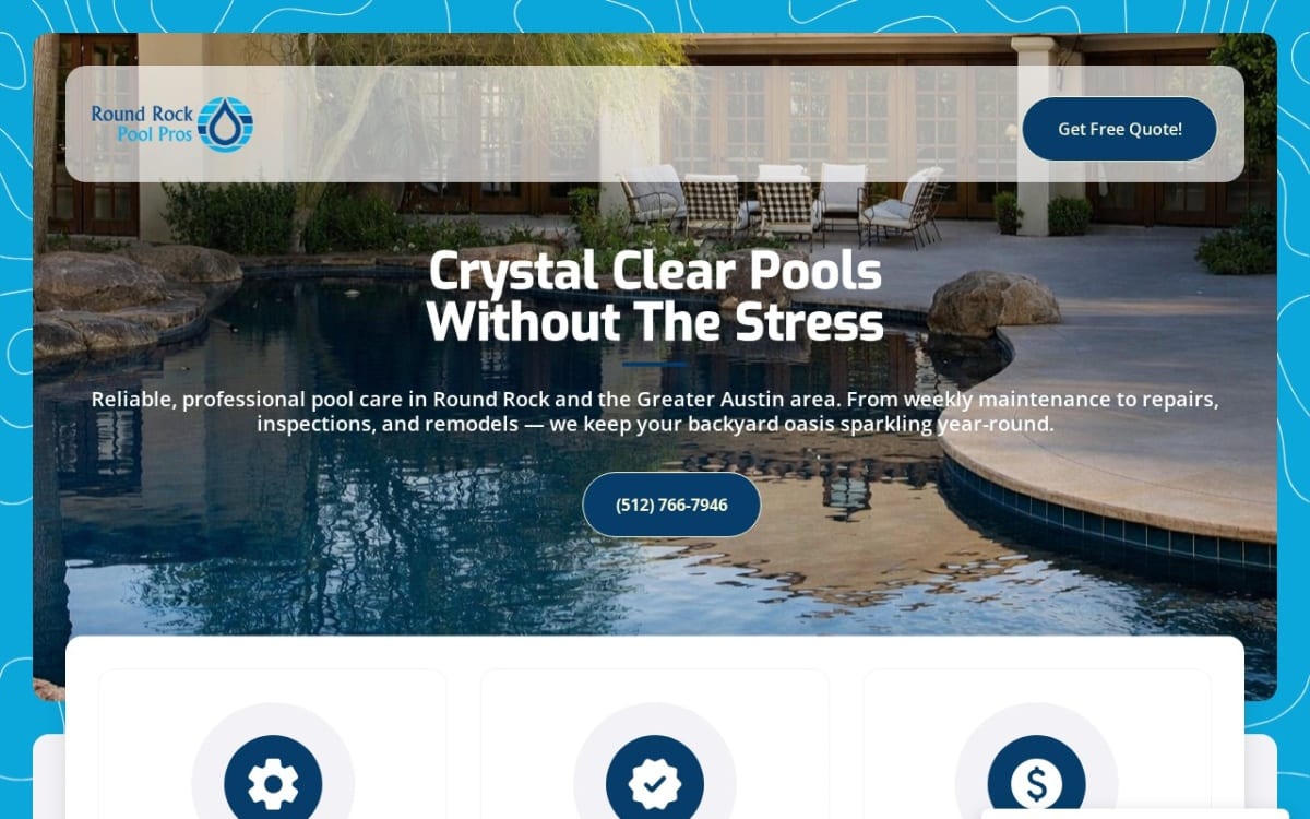 Round Rock Pool Pros pool service website homepage