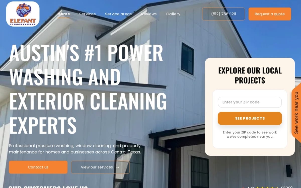 Elefant "Xterior" Experts pressure washing website homepage