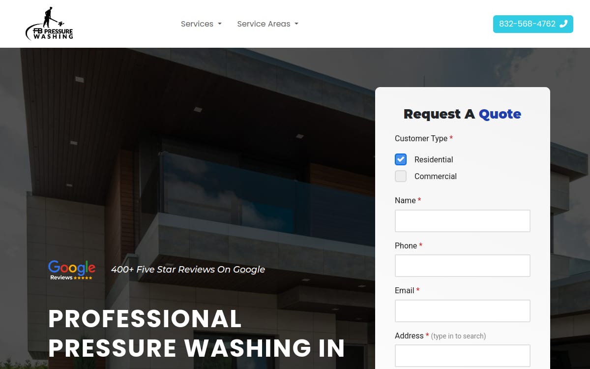 FB Pressure Washing pressure washing website homepage