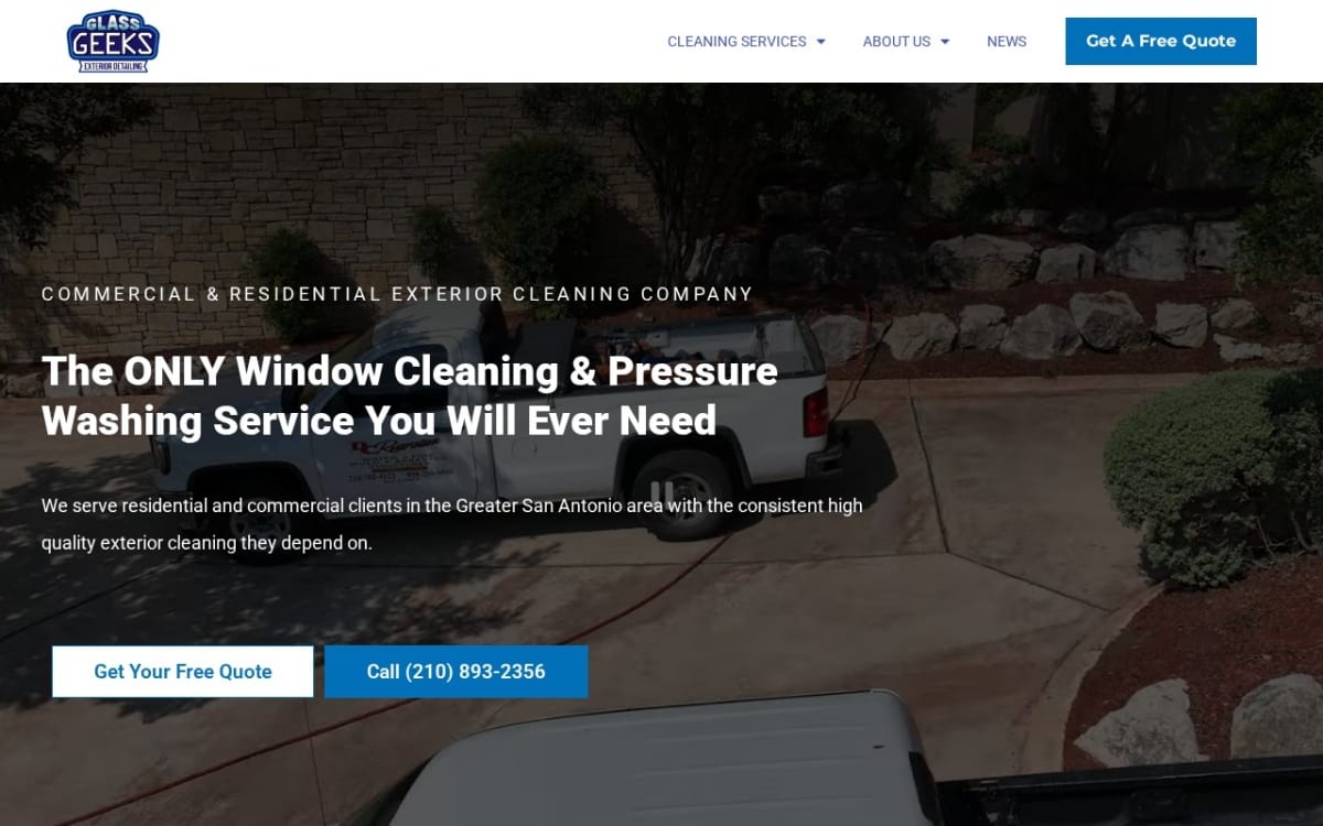 Glass Geeks Window Cleaning & Pressure Washing pressure washing website homepage