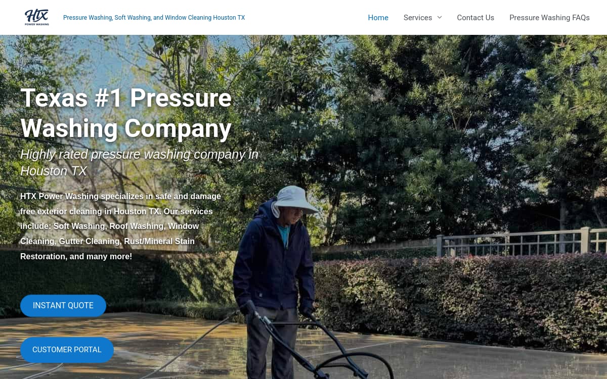 HTX Power Washing pressure washing website homepage