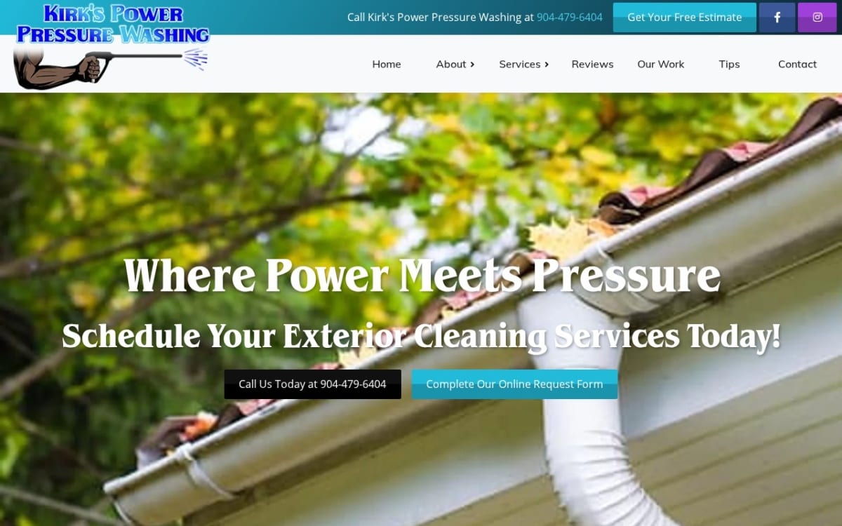 Kirk's Power Pressure Washing pressure washing website homepage