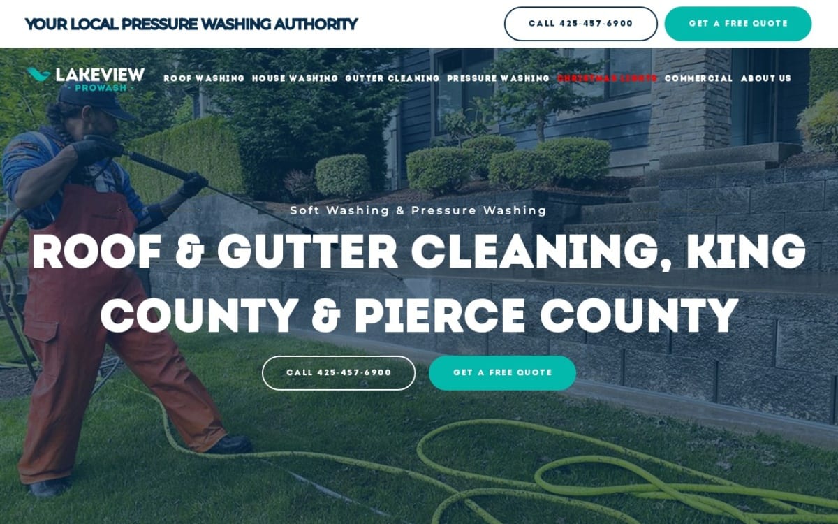 Lakeview ProWash pressure washing website homepage