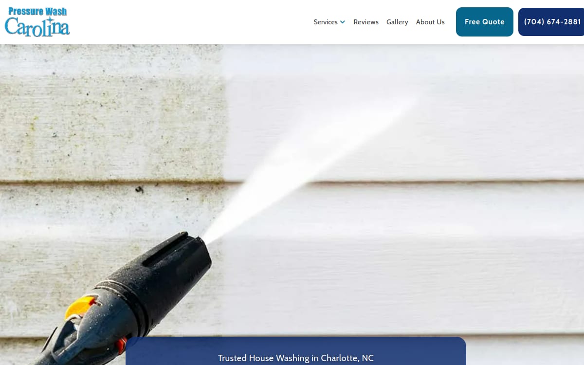 PRESSURE WASH CAROLINA pressure washing website homepage