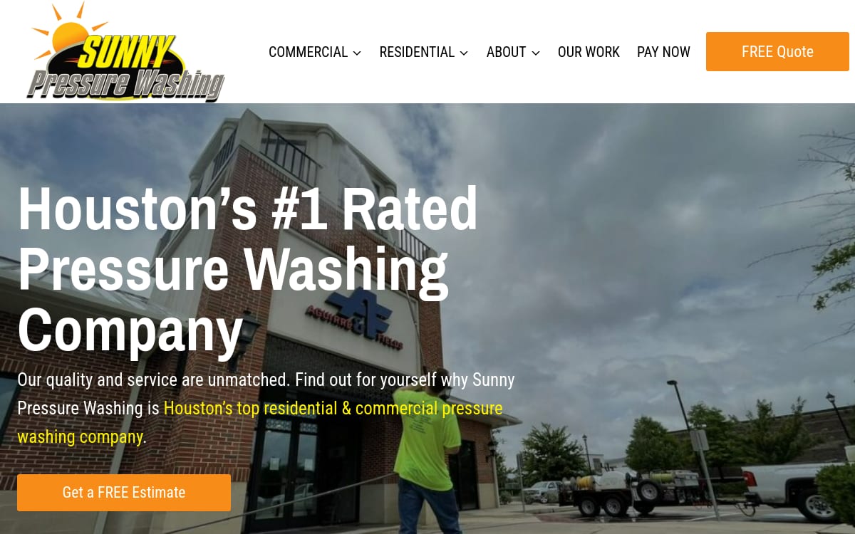 Sunny Pressure Washing pressure washing website homepage