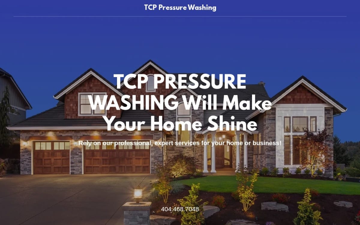 TCP Pressure Washing pressure washing website homepage