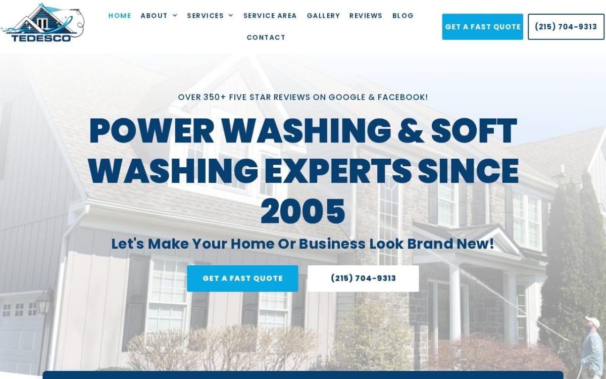 Tedesco Power Washing & Soft Washing pressure washing website homepage