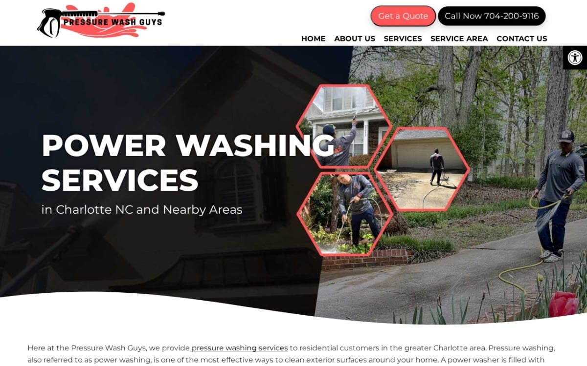 Pressure Wash Guys pressure washing website homepage