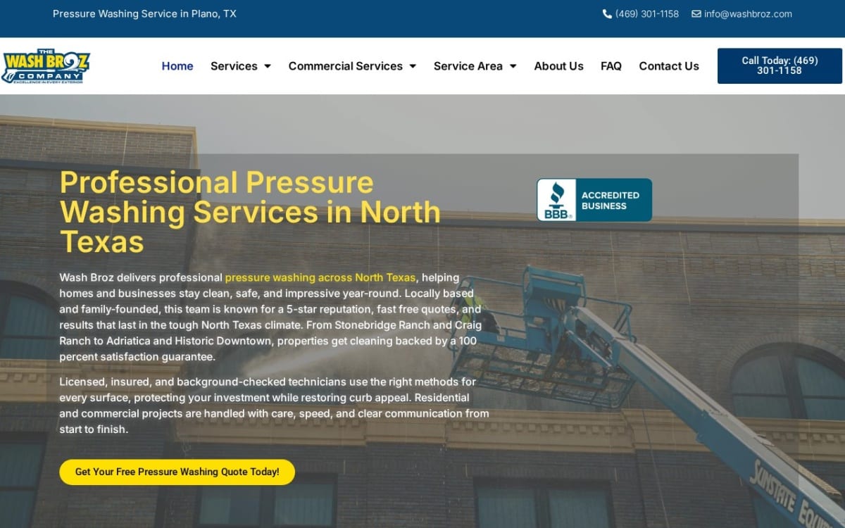 Wash Broz Pressure Washing pressure washing website homepage