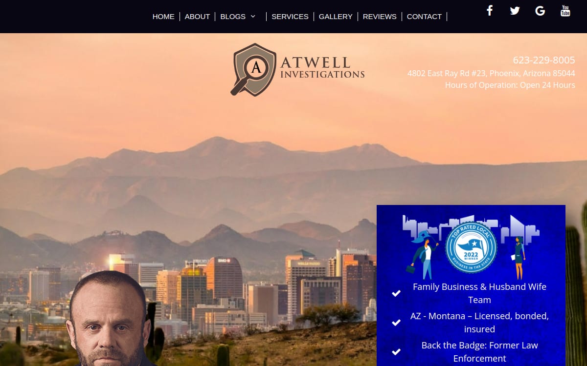 Atwell Investigations, LLC private investigator website homepage