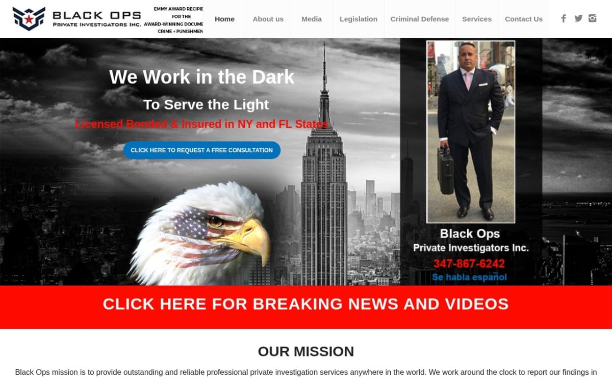 Black Ops Private Investigators private investigator website homepage