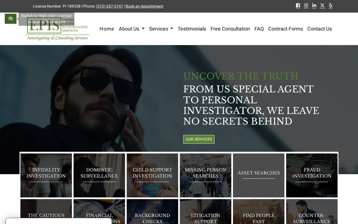 Empire Pacific Investigative Services private investigator website homepage