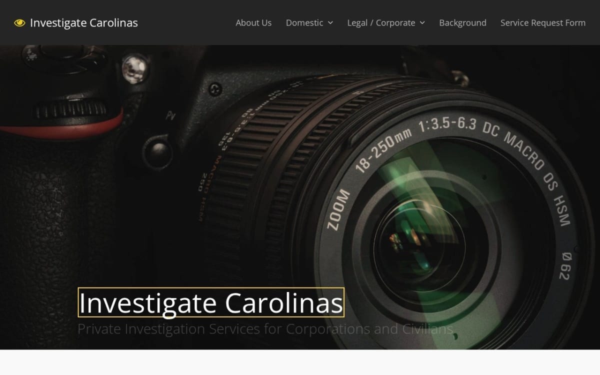 Investigate Carolinas LLC private investigator website homepage