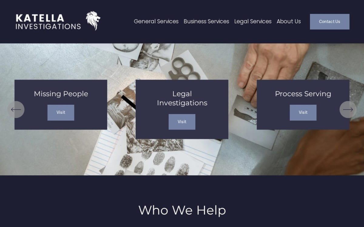 Katella Investigations private investigator website homepage