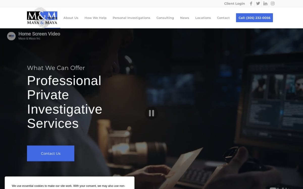 Maya & Maya, Inc private investigator website homepage