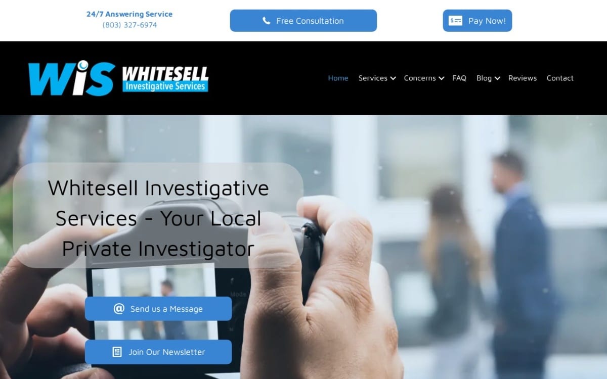 Whitesell Investigative Services private investigator website homepage