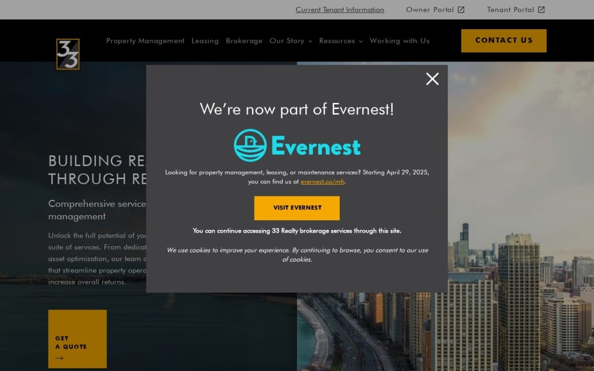 Evernest Property Management Illinois property management company website homepage