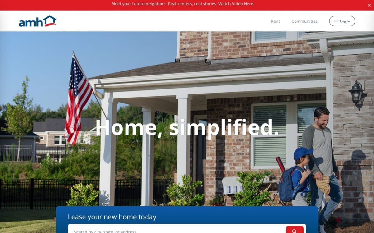 AMH property management company website homepage