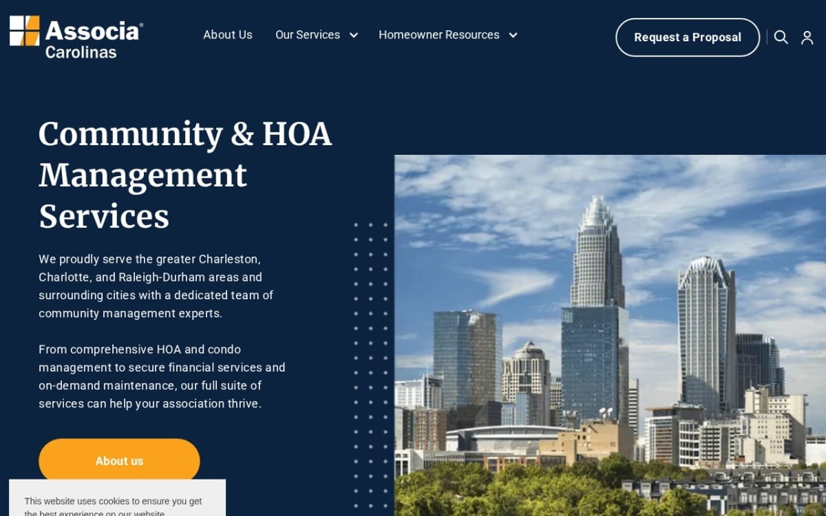Associa Carolinas property management company website homepage