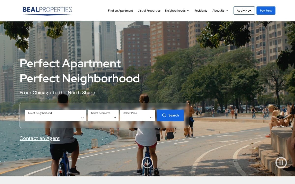 Beal Properties property management company website homepage